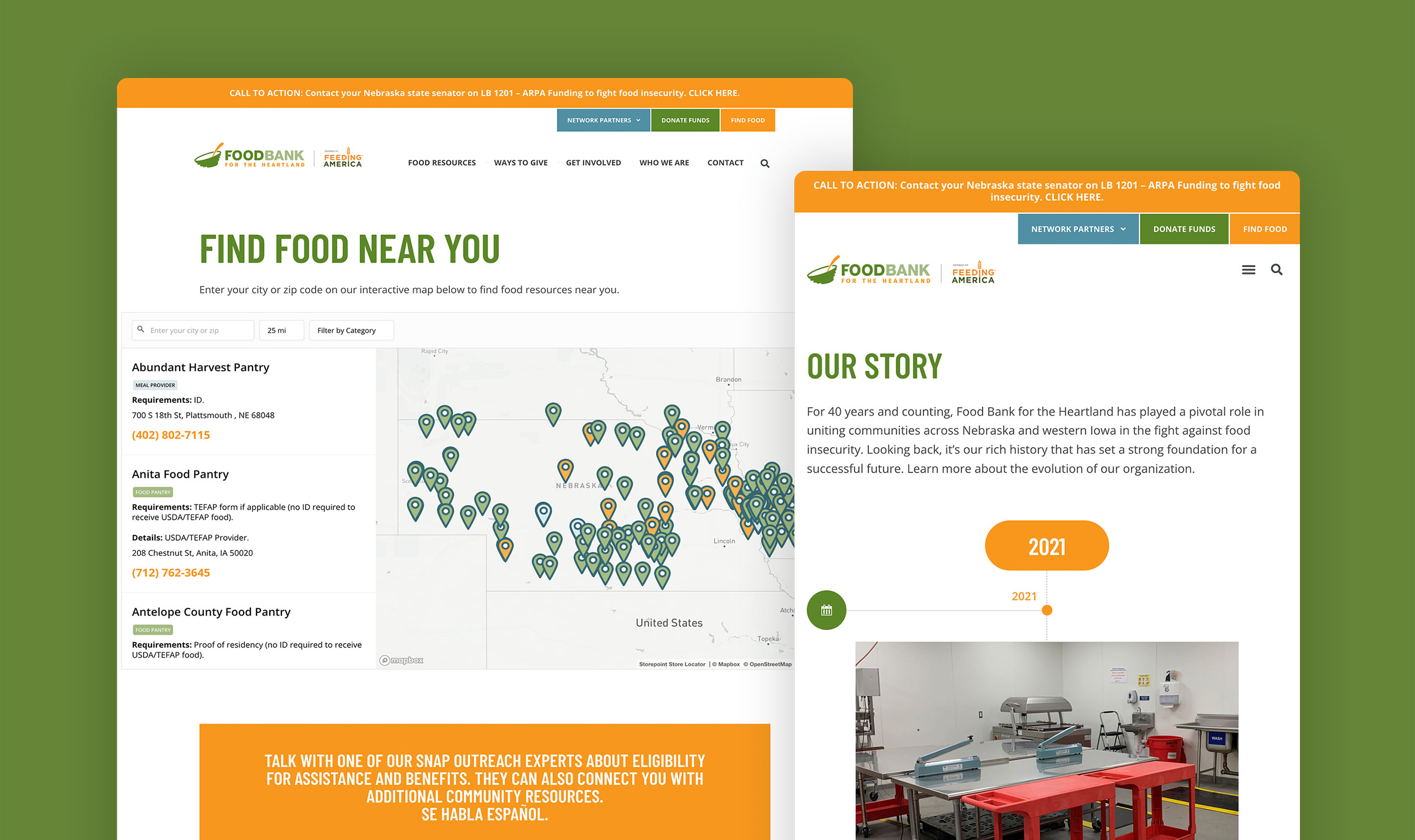 FoodBank For the Heartland - Find Food & TimelinePages