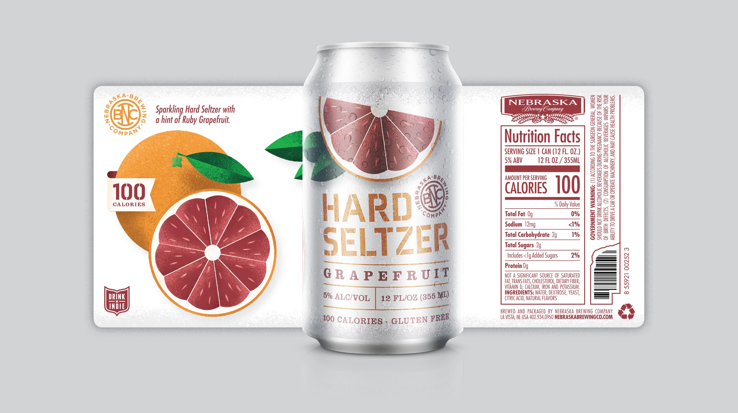 Nebraska Brewing Company Hard Seltzer Grapefruit label