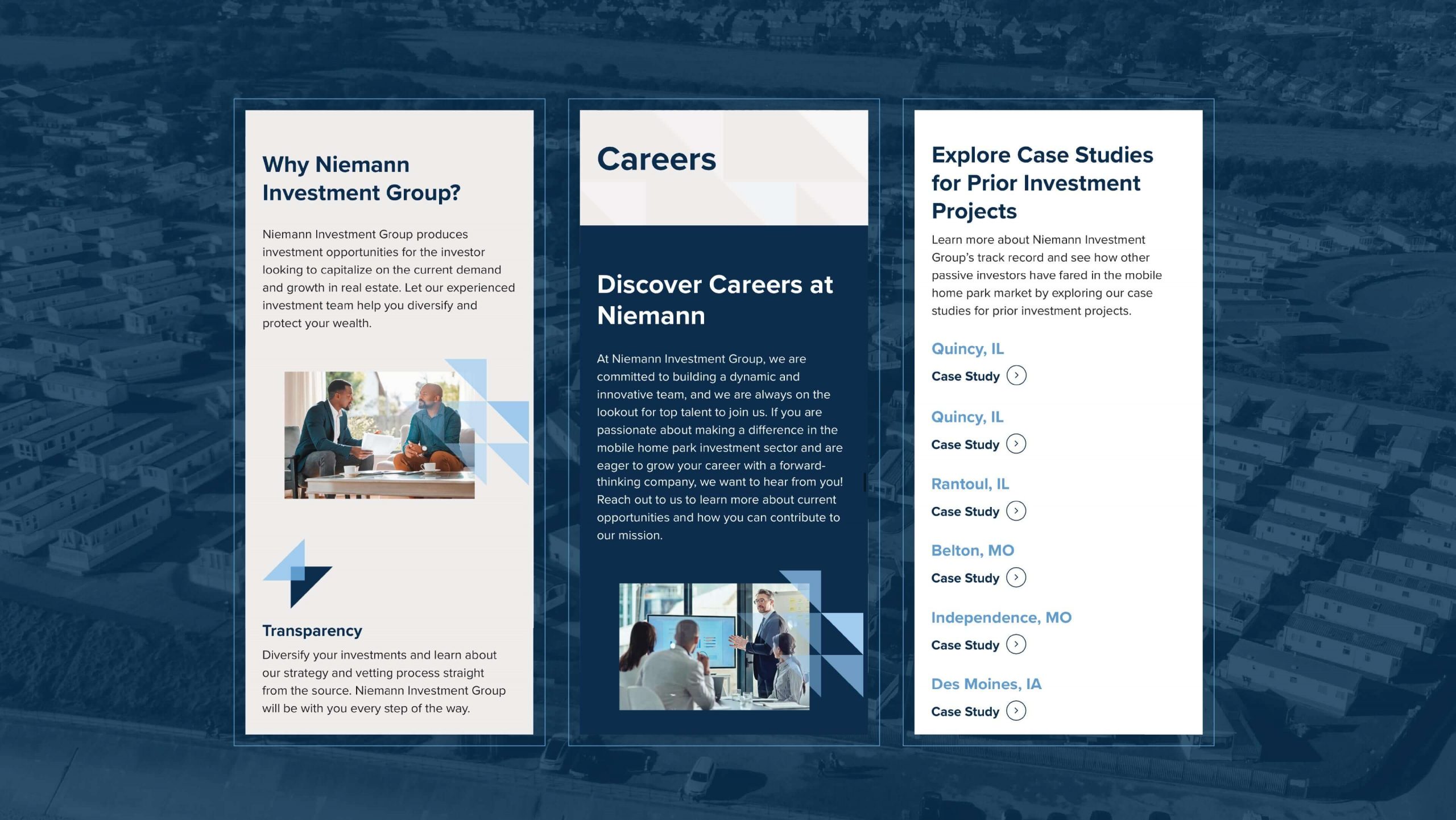Niemann Investment Group mobile website pages