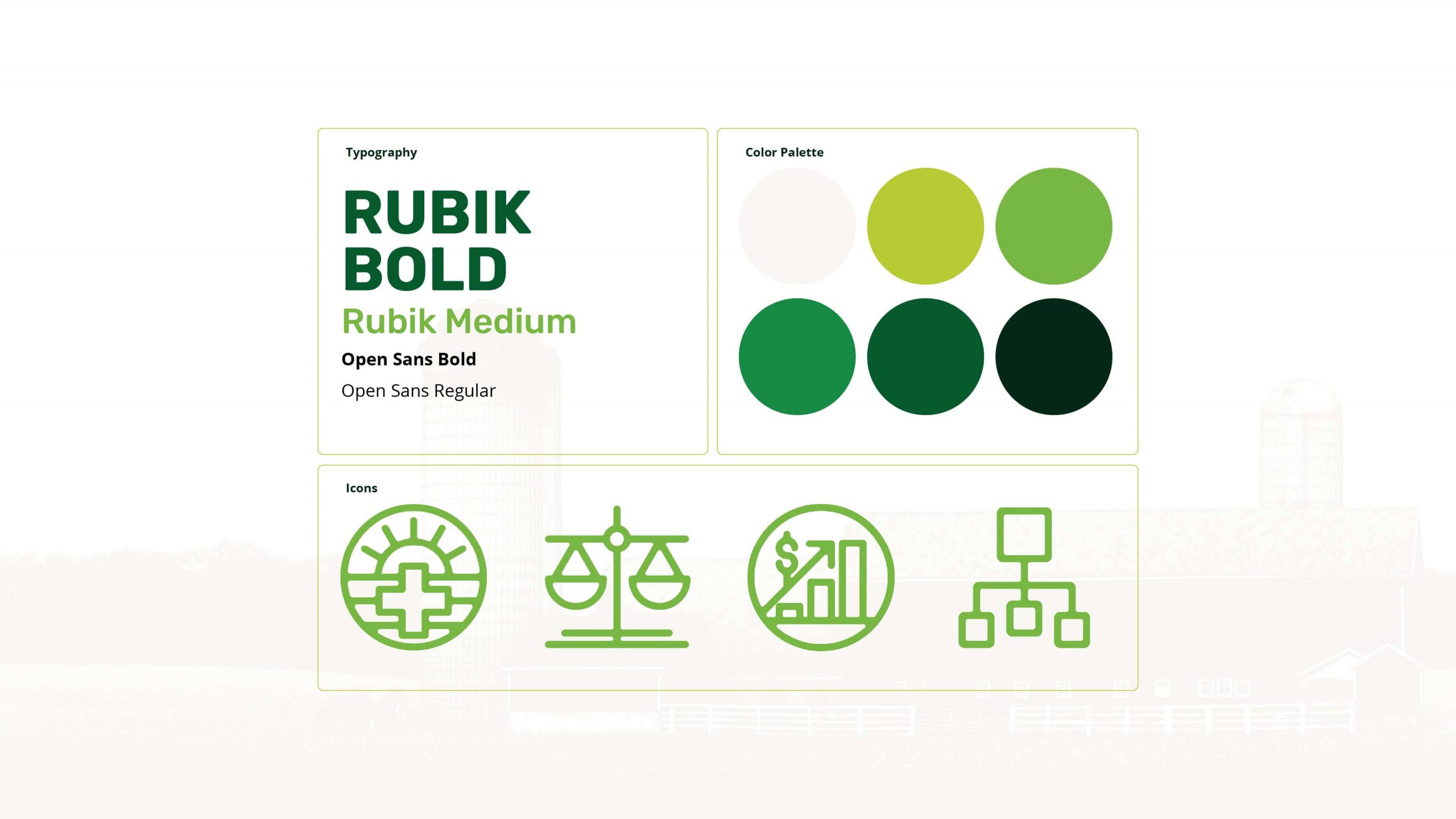 Ranching for Profit website style sheet, typography, colors, and icons